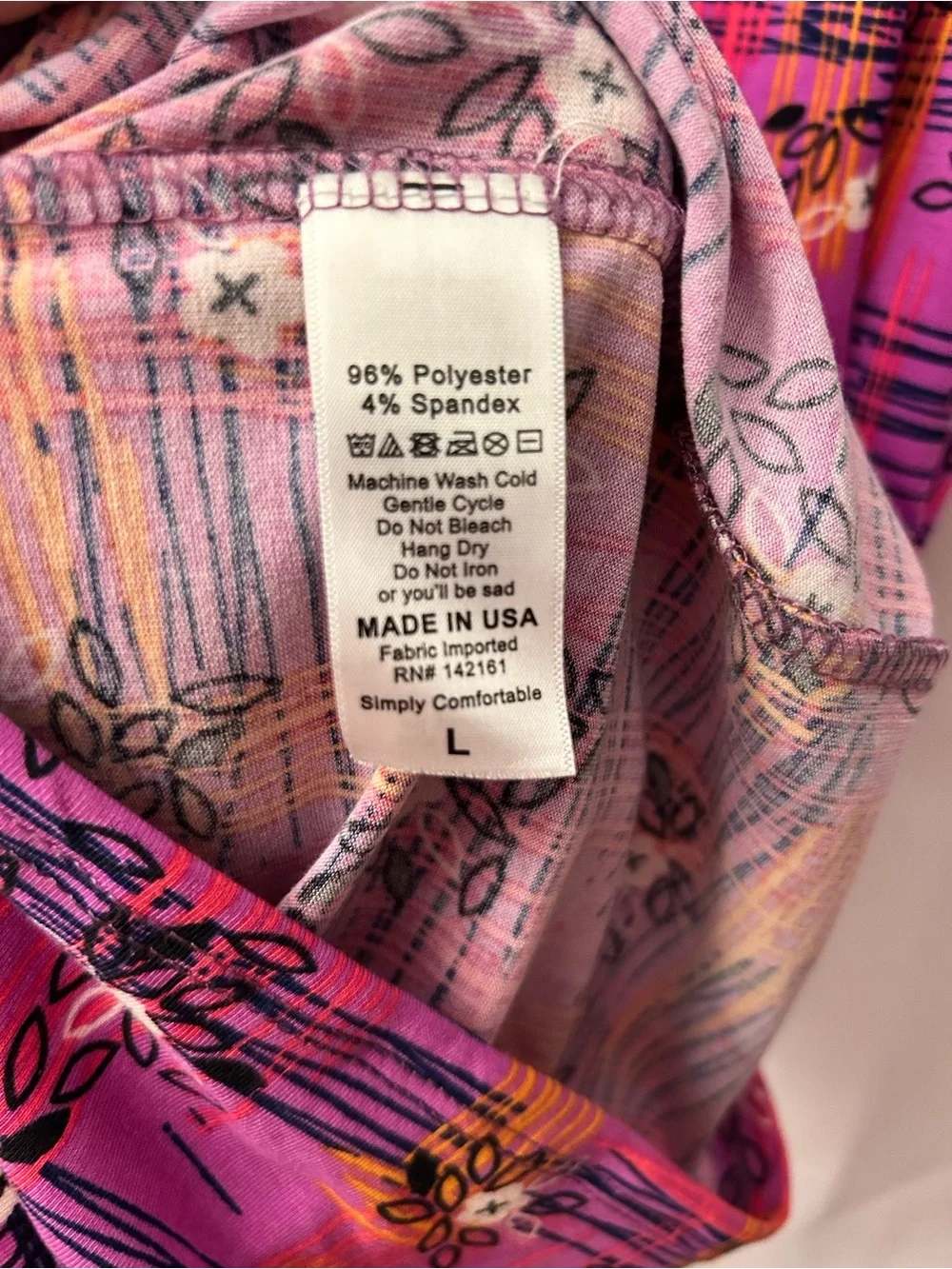 LuLaRoe Purple Floral Plaid Long‎ Sleeve Dress